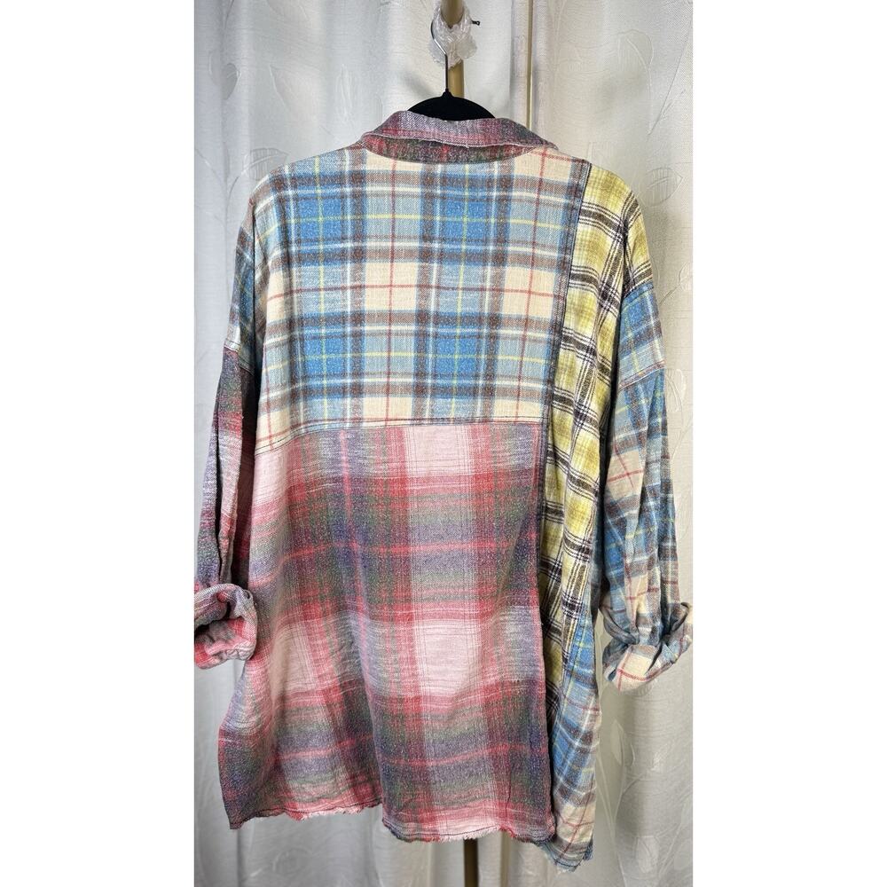 NWT Urban Outfitters BDG Robbie Spliced Flannel Button-Down Trendy Shirt XL - Picture 13 of 14